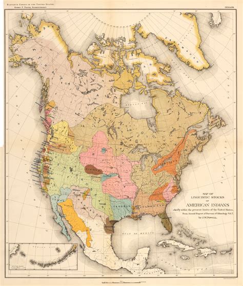 Map Of Linguistic Stocks Of American Indians 1890
