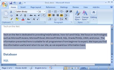 Tutorial Archive MS Word Justify Text In Word 2007