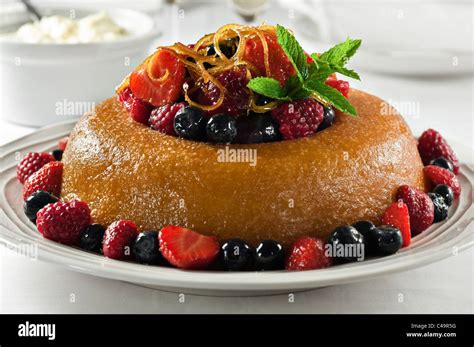 Savarin With Fruit Traditional Dessert Stock Photo Alamy