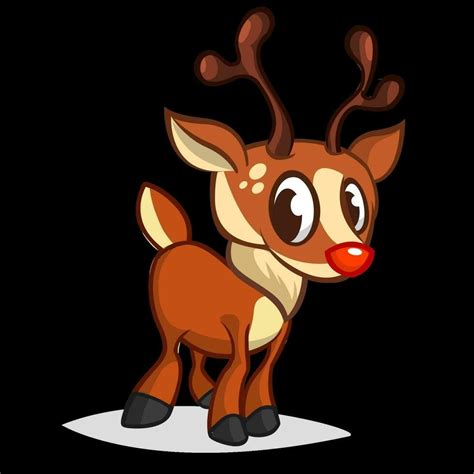 Funny Cartoon Red Nose Reindeer Christmas Vector Illustration Isolated