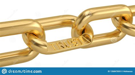 Trust Word As Symbol In Chain Isolated On White Background. 3D Stock ...