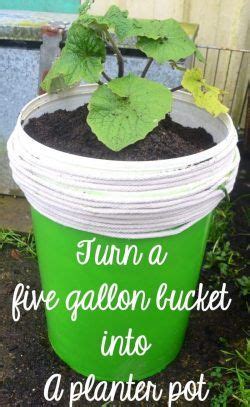 Go learn how to make them pretty while still being functional! 5 gallon bucket turned planter pot - Leahs Blog | Bucket ...