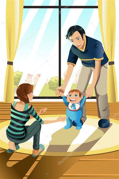 Descargar Padres Con Su Bebé — Ilustración De Stock