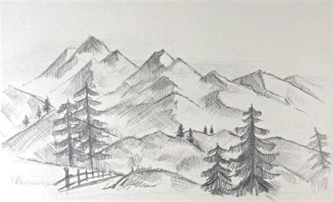 Mountain Landscape Drawing