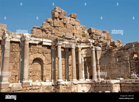 Side Turkey Ruins Roman Agora Archeology Town City Stock Photo Alamy