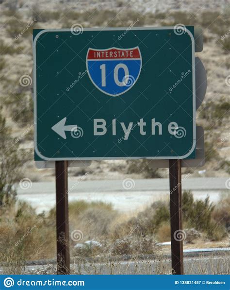 Sign Along Interstate 10 Pointing To Blythe Stock Image Image Of