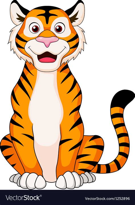 Cute Tiger Cartoon Sitting Royalty Free Vector Image