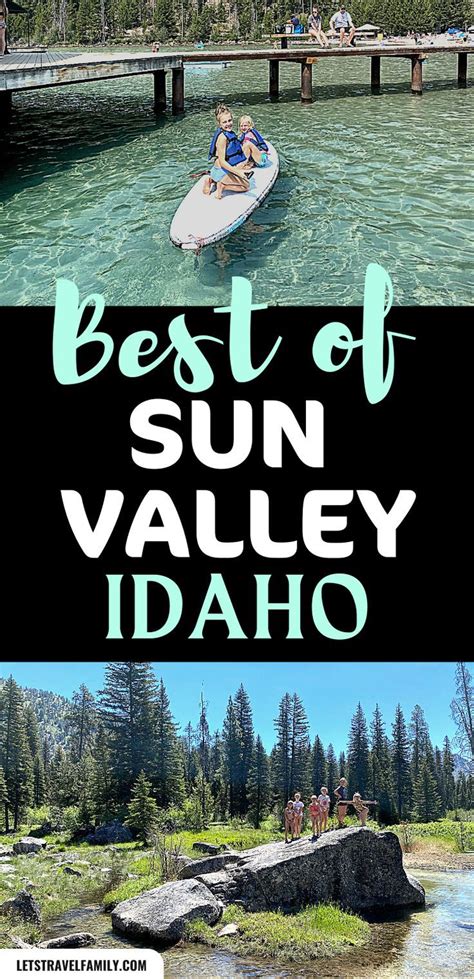 two pictures with the words best of sun valley idaho in front of them and people on a paddle board