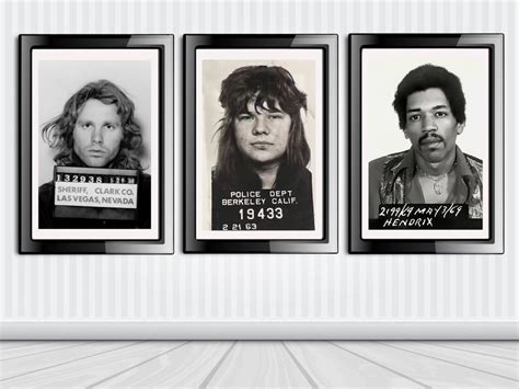 Jimi Hendrix Janis Joplin Jim Morrison Mugshot Poster Etsy Canada