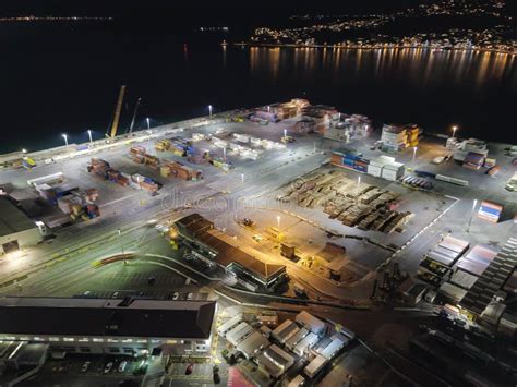 Aerial Cargo Loading Dock Night View Stock Photo Image Of Dock