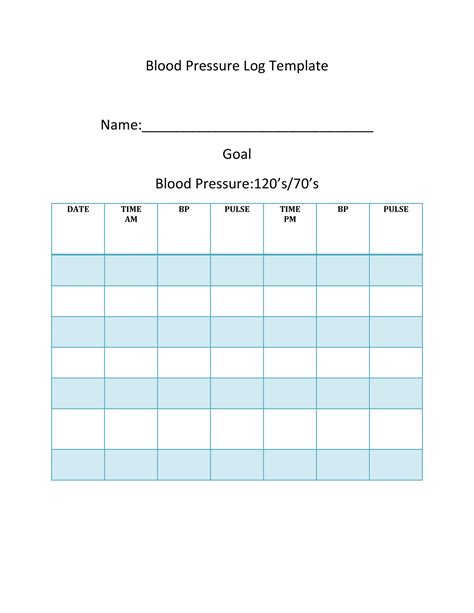Large Print Downloadable Free Printable Blood Pressure Log Sheets Web