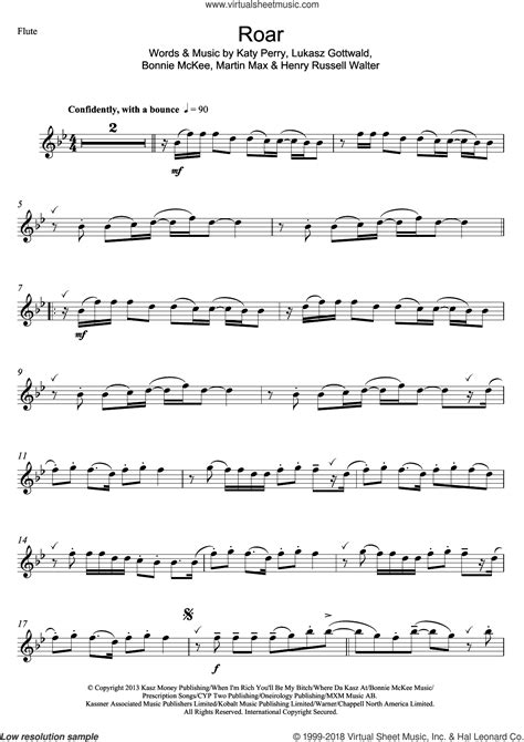 Perry Roar Sheet Music For Flute Solo Pdf Interactive