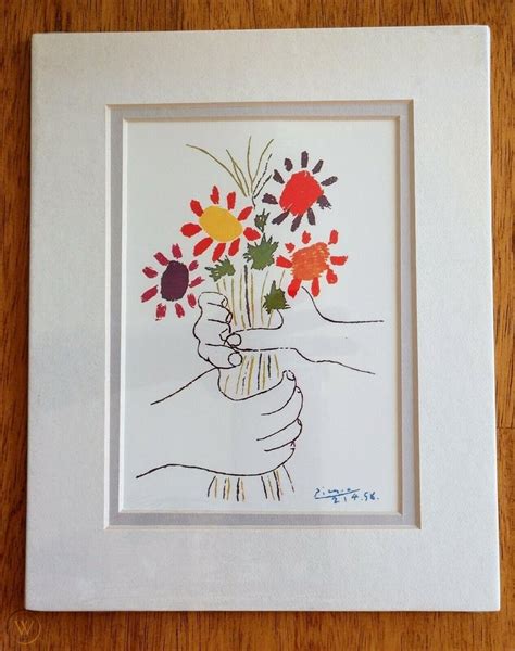Pablo Picasso Hands With Flowers 5x7 Lithograph Print 2008449719