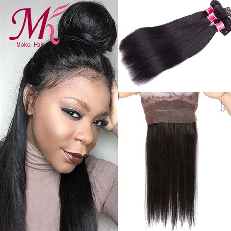 Brazilian Virgin Hair With 360 Full Frontal Band Closure Brazilian Hair Weave Bundles With 360