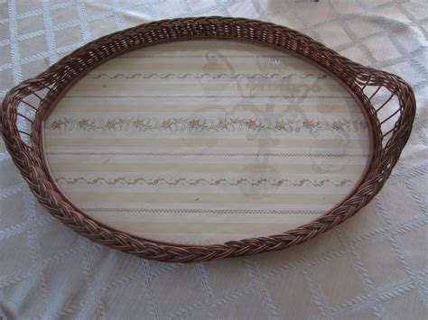 17'' w x 13'' l x. Vintage Rattan Wicker Serving Tray | Wicker serving trays ...
