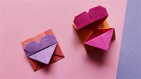 How To Make An Easy Origami Box With Heart Diy Heart Box And Envelope