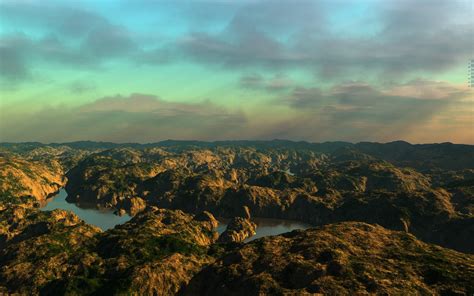 1027320 Sunlight Landscape Forest Sunset Hill Rock Nature 3d