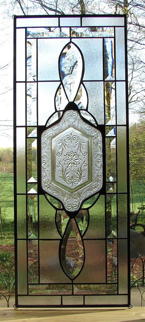 Beveled Sidelight Transom Window Crystal Etsy Stained Glass