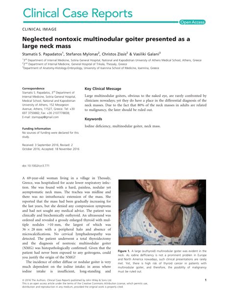 Pdf Neglected Nontoxic Multinodular Goiter Presented As A Large Neck Mass