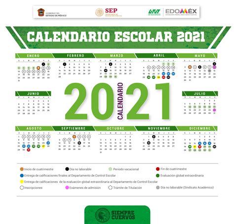 Calendario Escolar 2021 Universidad Tecnológica Del Valle De Toluca