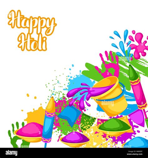 Happy Holi Colorful Background Illustration Of Buckets With Paint