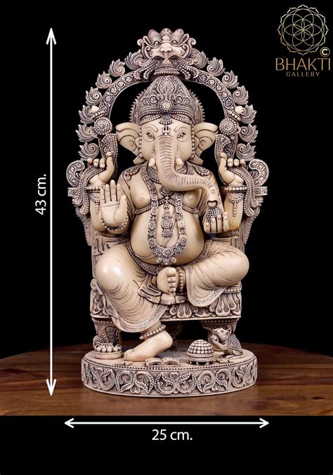 Large Ganesh Statue 43 Cm Big Antique Finish Dust Marble Etsy