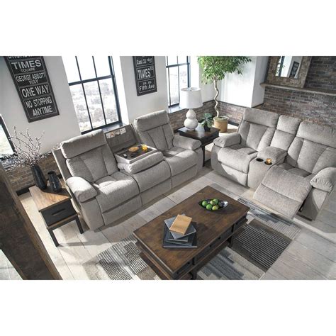 Mitchiner Grey Reclining Sofa With Drop Down Table 7620489 Ashley