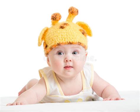 Funny Infant Baby Dressed In Hat Stock Photo Image Of Lying Child