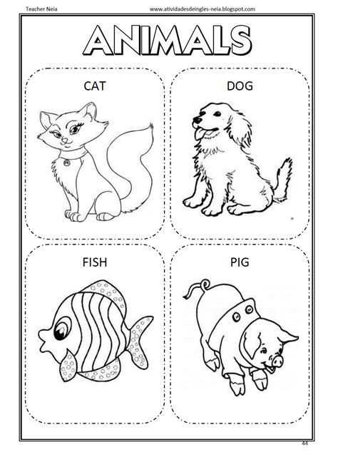Animais Em Ingles Para Colorir