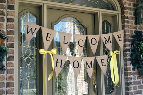 Welcome Home Burlap Banner | Welcome home banners, Welcome home banner, Welcome home signs