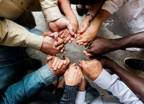 Premium Photo Group Of Diverse Hands Holding Each Other Support Together Teamwork Aerial View