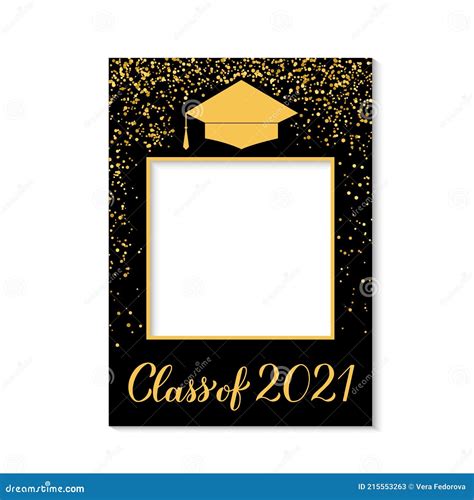Class Of 2021 Photo Booth Frame Graduation Cap Isolated On White