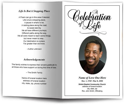 Sample Funeral Program Editable With Microsoft Word And Photoshop