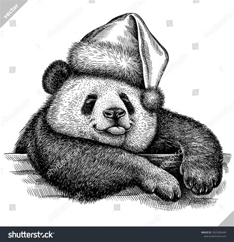 Black White Engrave Isolated Panda Vector Stock Vector Royalty Free