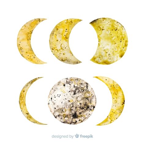Premium Vector Watercolor Of Moon Phases Collection