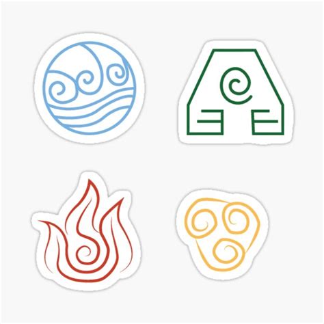 Avatar The Last Airbender Nation Symbols Sticker By Meganopie Redbubble