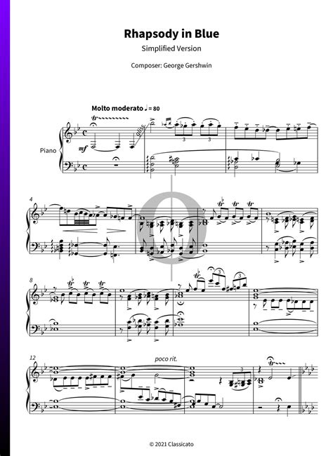 Rhapsody In Blue Sheet Music Piano Solo Oktav