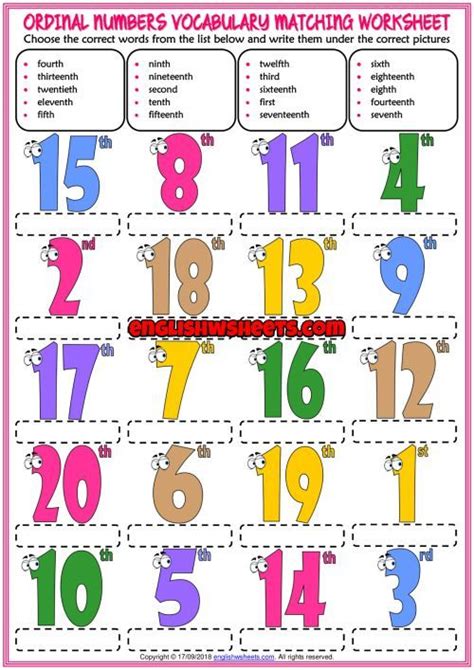 Pin By 沛緹 林 On Teaching Ordinal Numbers Number Worksheets