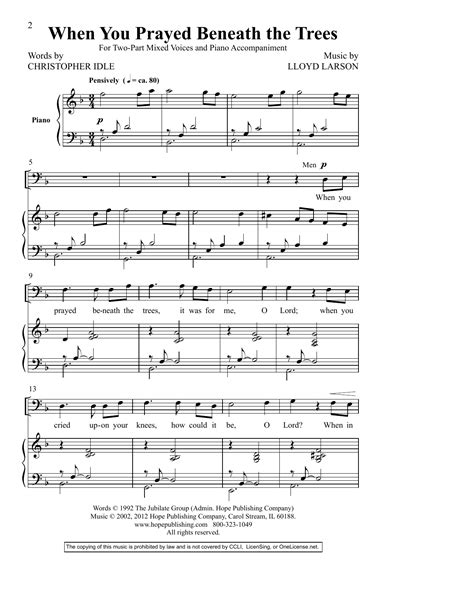 Christopher Idle When You Prayed Beneath The Trees Sheet Music And Pdf
