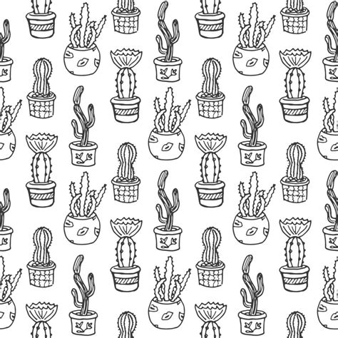 Cactus Seamless Pattern Illustration Vector Succulent And Cacti Hand