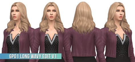 Busted Pixels Long Wavy V1 Hair Retextured Sims 4 Hairs