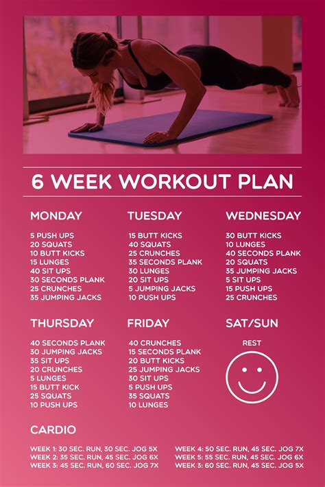 The ultimate 8 week workout for beginners perform the following program on mondays, wednesdays, and fridays. 6 week workout plan that definitely worked for me | Weekly ...