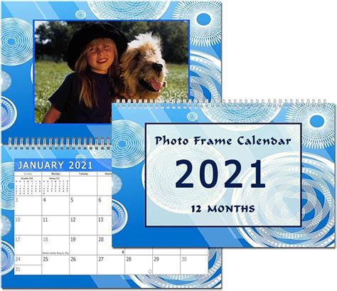 2021 Photo Frame Wall Spiral Bound Calendar Add Your Own
