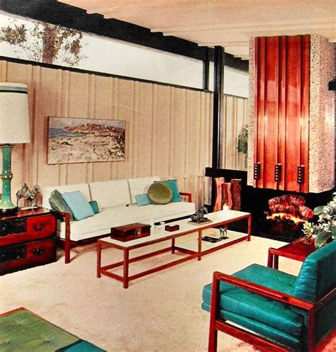 1960s Modern Clean Lines Bold Color Aqua White Vintage Interior Design