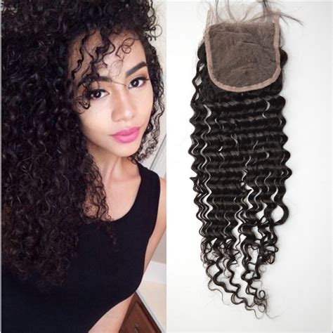 Dhl Free Brazilian Hair Free Middle Three Part Top Lace Closure Deep Wave Brazilian Soft Hair