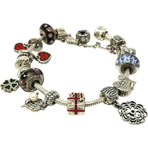 Sterling Silver Original Pandora Bracelet With 18 Charms From