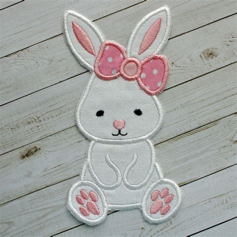 Bunny Patch Easter Bunny Applique Embroidered Bunny Girl Etsy