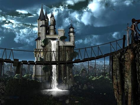 1920x1080px 1080p Free Download Magic Castle Waterfall Fantasy