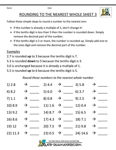 Free Worksheets Rounding Off Whole Numbers
