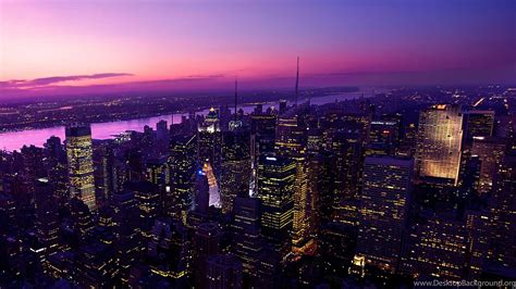 Sky View Of New York City Lights Desktop Wallpapers Desktop Background